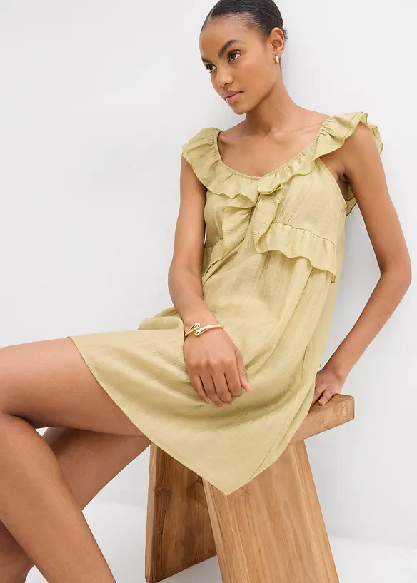 Mini jurk met volants, bonprix