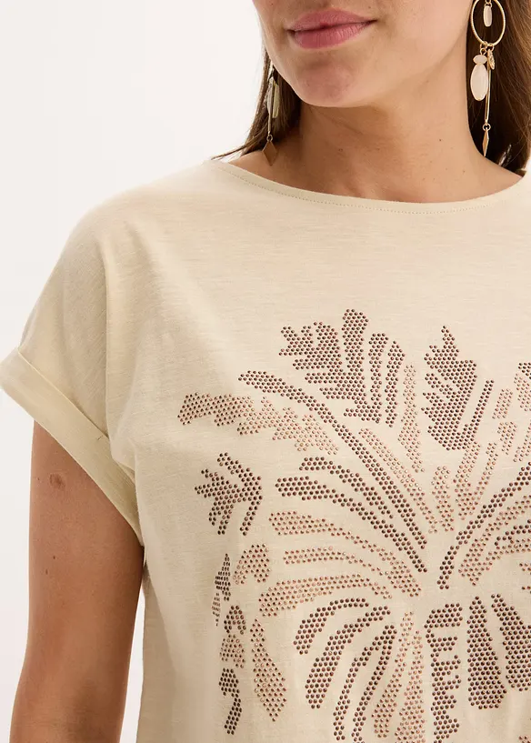 Katoenen shirt met studs applicatie, bonprix
