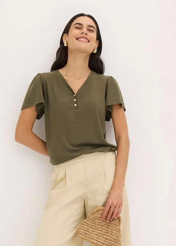 Shirt van viscose met knopen, bonprix