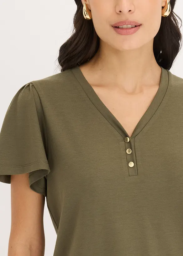 Shirt van viscose met knopen, bonprix