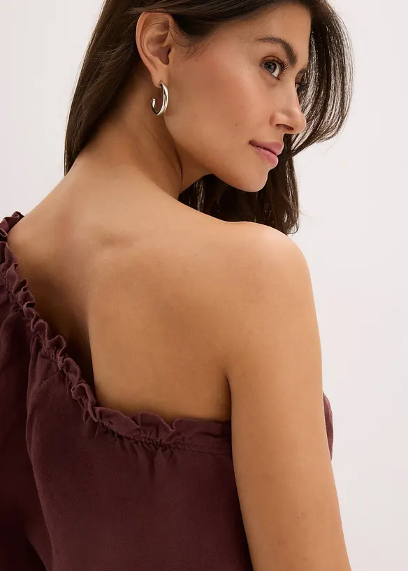 One-schouder blouse met linnen, bonprix