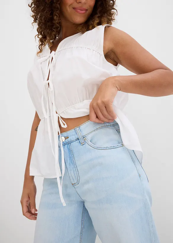 Baggy jeans mid waist super soft, cropped, bonprix