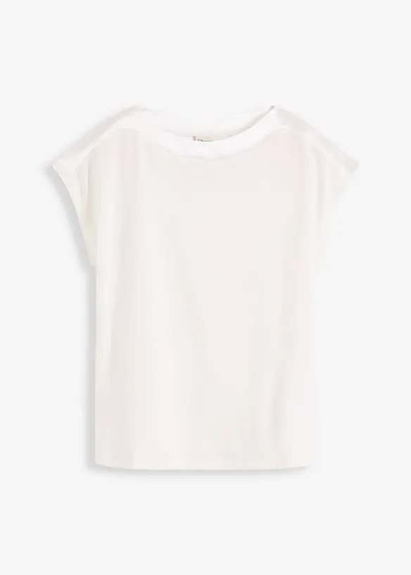 Shirt met passen van satijn, bonprix