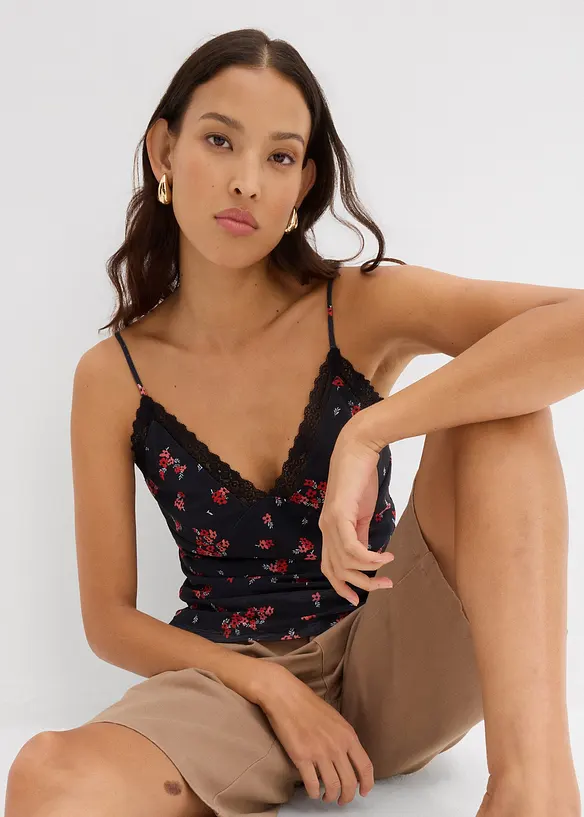 Spaghetti top van mesh, bonprix