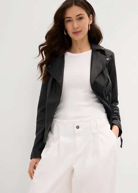 Wide leg jeans low waist, low stretch, bonprix