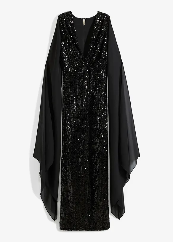 Paillettenjurk met lange chiffon mouwen, bonprix