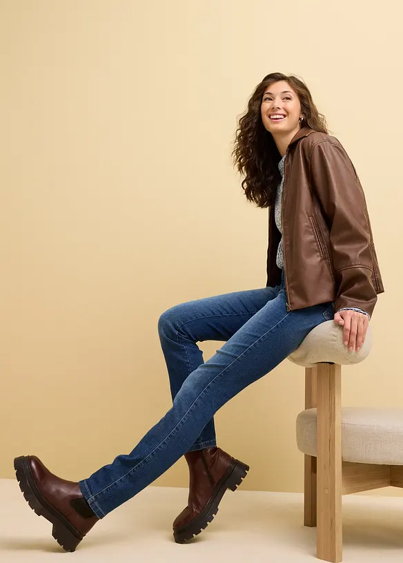 Skinny mid waist stretch jeans, bonprix