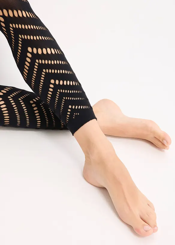 Legging met comfort tailleband en broderie anglaise 80 DEN, bonprix