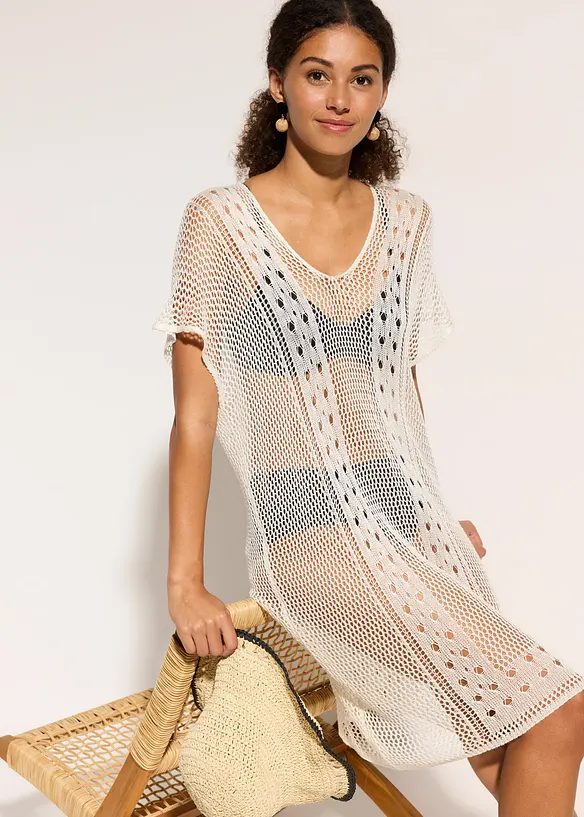 Strandjurk in gehaakte look van soepele viscose, bonprix