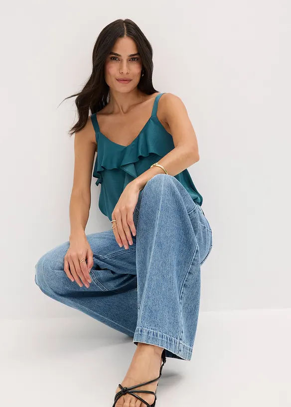Wide leg jeans, low stretch, full length, bonprix