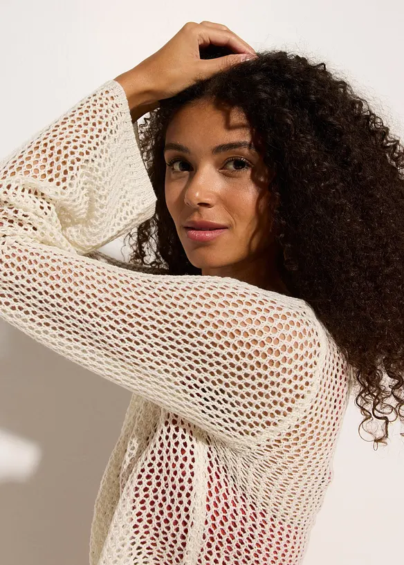 Kort vest in gehaakte look, bonprix