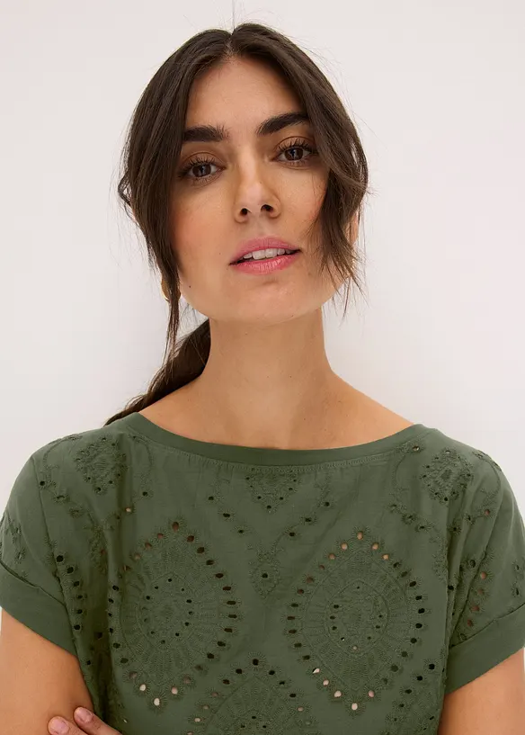 Shirt met broderie anglaise, bonprix