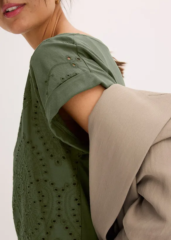 Shirt met broderie anglaise, bonprix