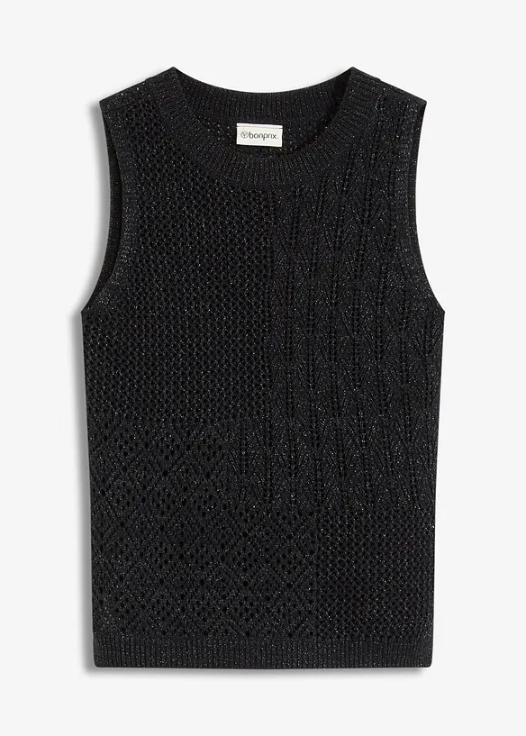 Gebreide ajour top met lurex, bonprix