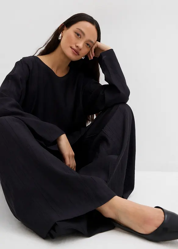 Oversized tuniek van een gestructureerde crinkle viscosemix, bonprix