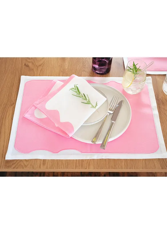 Stoffen servetten met een gekleurde rand (set van 2), bonprix