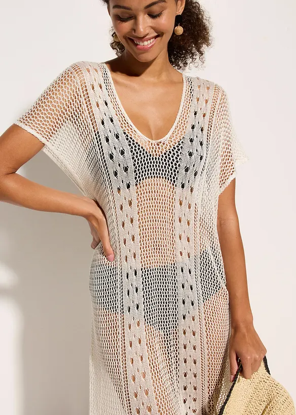 Strandjurk in gehaakte look van soepele viscose, bonprix