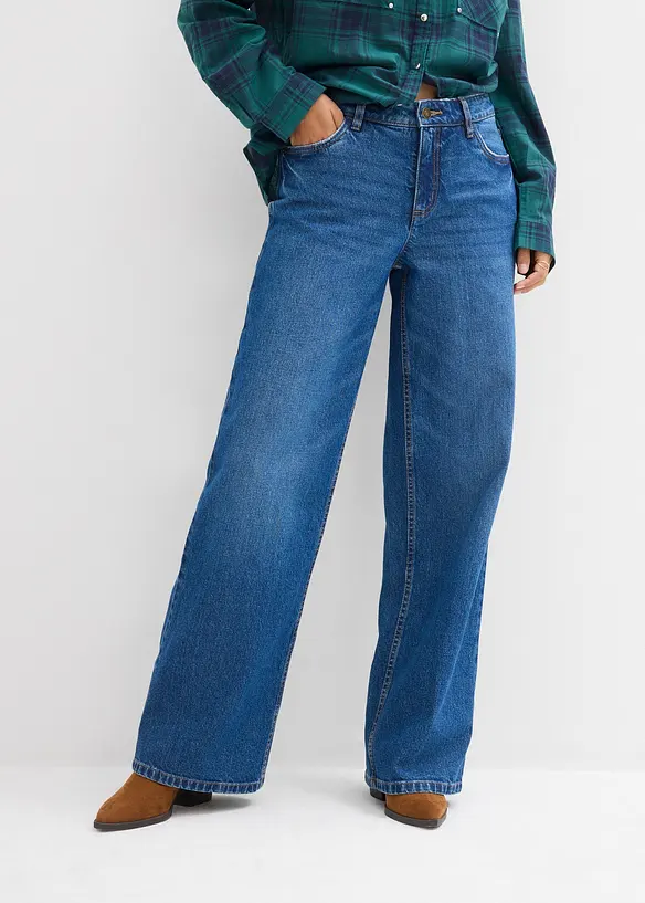 Loose straight jeans  mid waist, bonprix