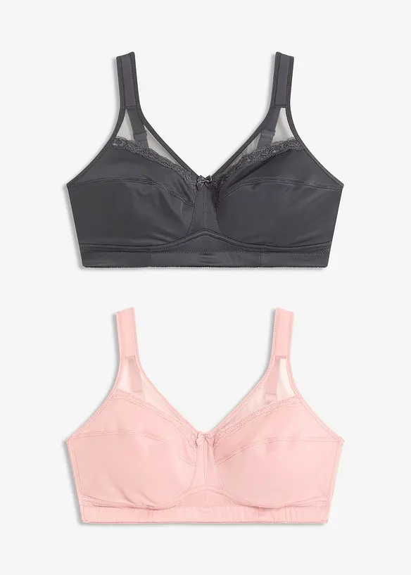 Steun bh zonder beugels met gewatteerde bandjes (set van 2), bonprix