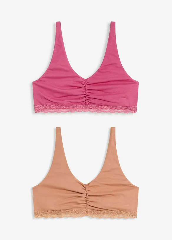 Bralette met katoen en kant (set van 2), bonprix