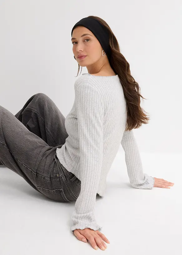 Geribd shirt in een zachte viscosemix, bonprix