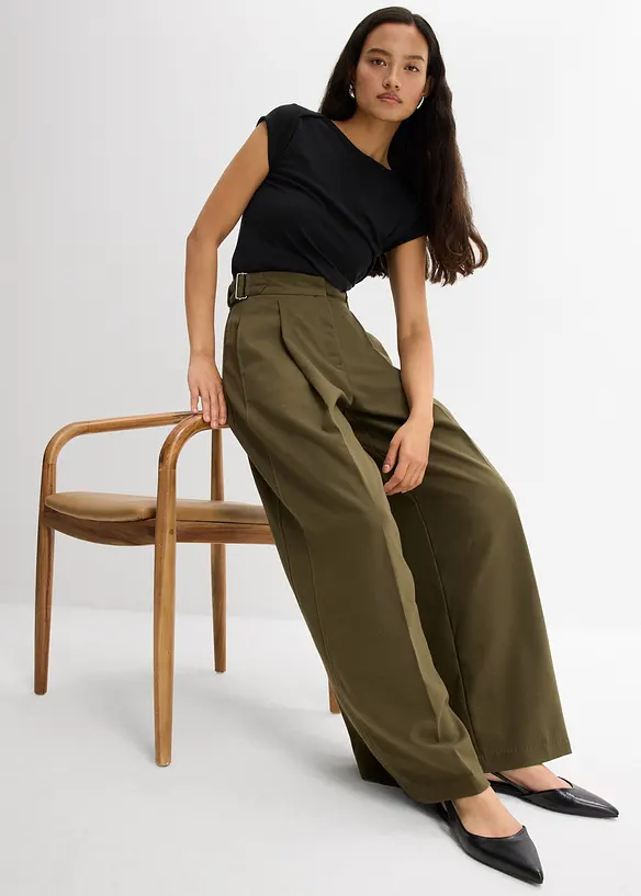 Broek in een viscosemix met gespen aan de zijkanten, bonprix