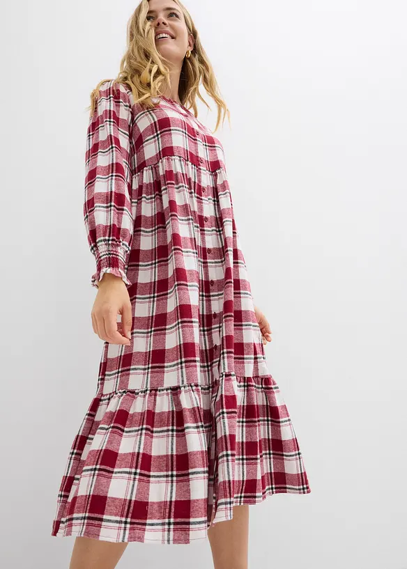 Midi jurk van flanel, bonprix