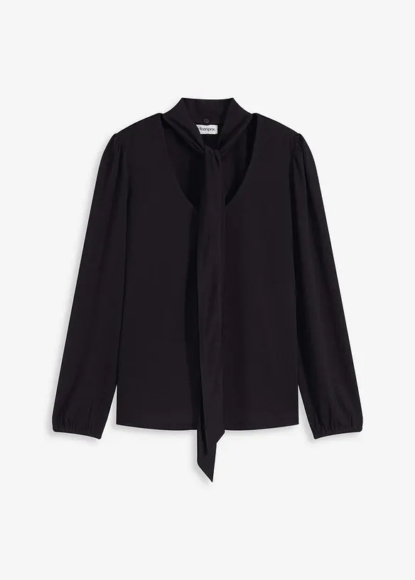 Gestructureerd shirt met afneembare strik, bonprix