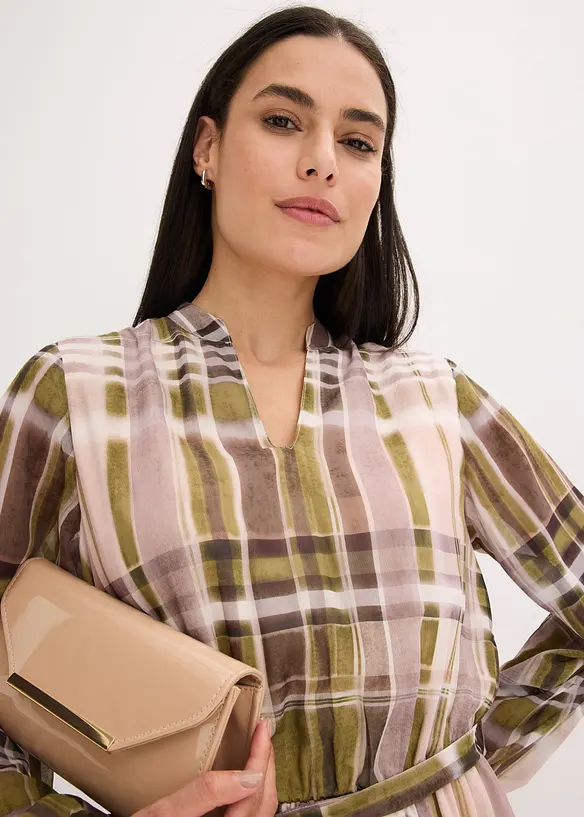 Chiffonjurk met een riem, bonprix