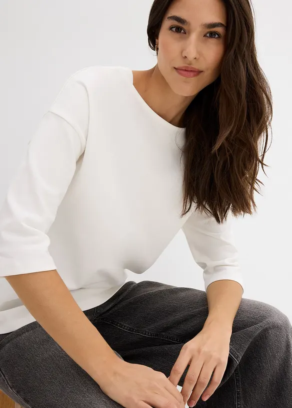 Shirt met carmen-hals van katoen, bonprix