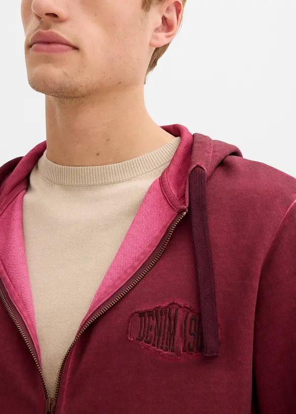 Sweatvest met capuchon in washed out look, bonprix
