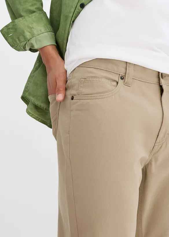 Regular fit twill broek van katoen, straight, bonprix