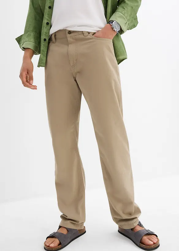 Regular fit twill broek van katoen, straight, bonprix