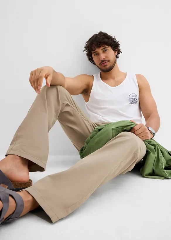 Regular fit twill broek van katoen, straight, bonprix