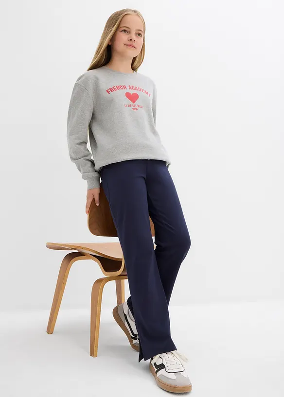Meisjes broek met wijd uitlopende pijpen en splitten, bonprix