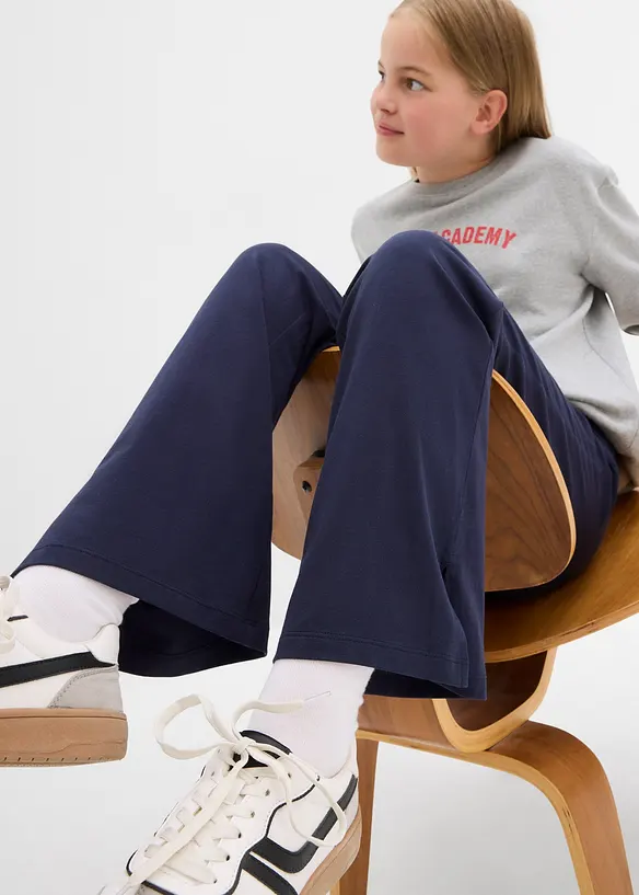 Meisjes broek met wijd uitlopende pijpen en splitten, bonprix