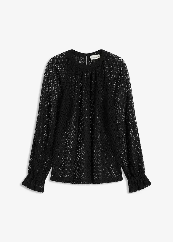Kanten shirt van katoenmix, bonprix
