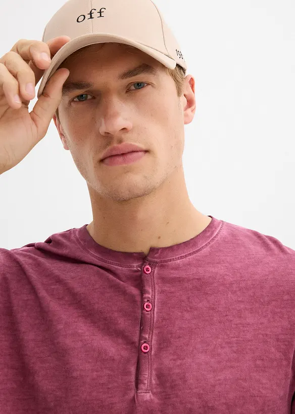 Henley shirt met lange mouwen in washed out look, bonprix