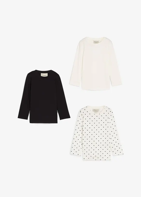 Longsleeve van biologisch katoen (set van 3), bonprix