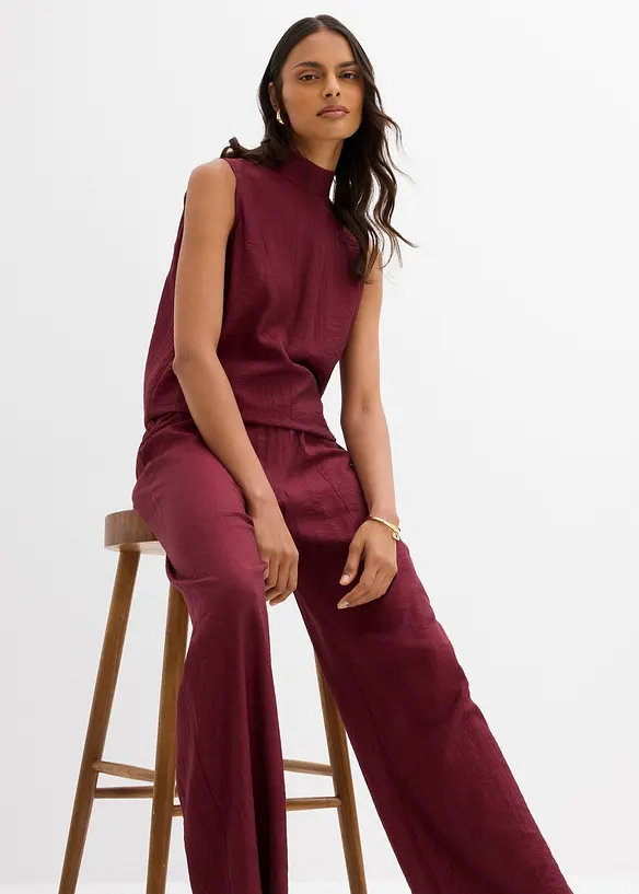 Slip-on broek van viscosemix met structuur, bonprix