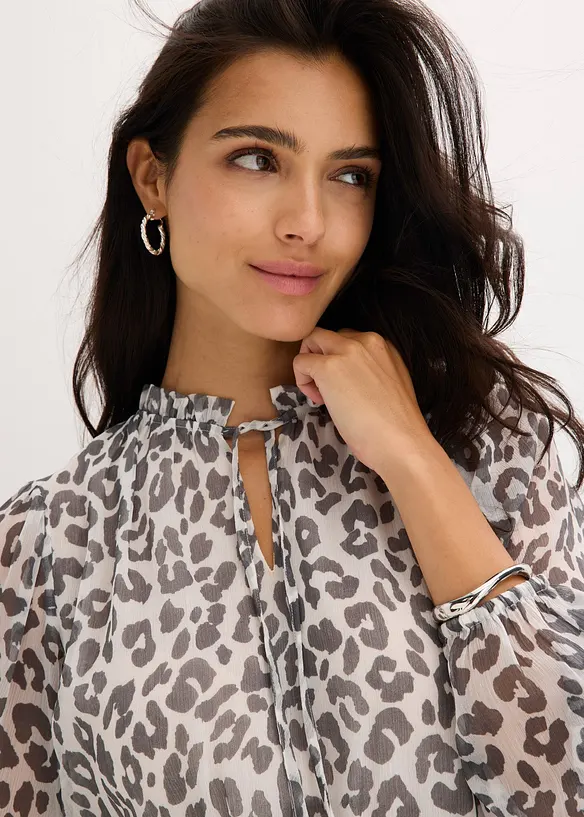 Gedessineerde jurk van chiffon, bonprix