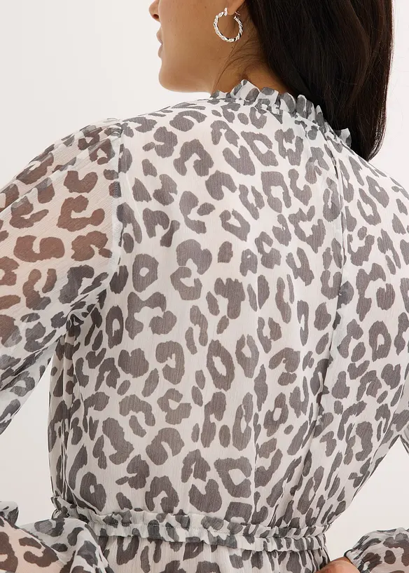 Gedessineerde jurk van chiffon, bonprix