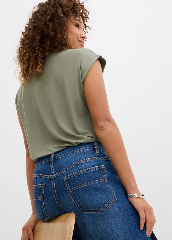 Wide leg jeans mid waist, bonprix