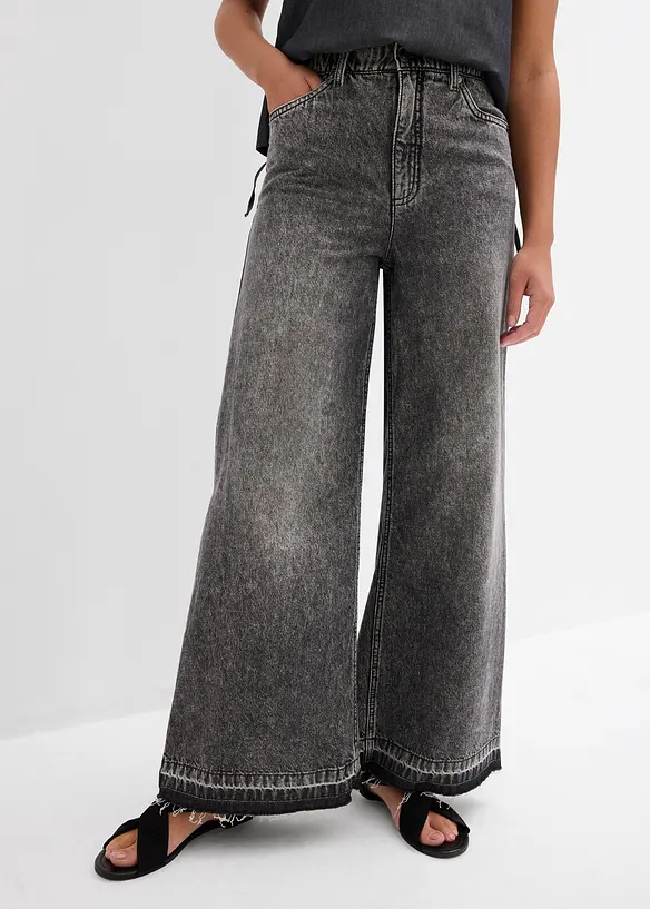 Wide leg jeans high waist, cropped, bonprix