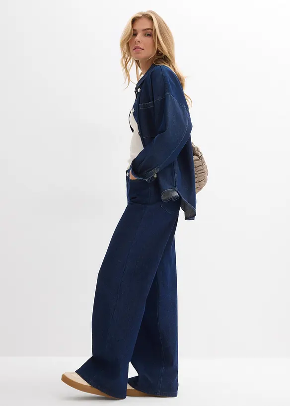 Wide leg jeans, mid waist, low stretch, full length, bonprix