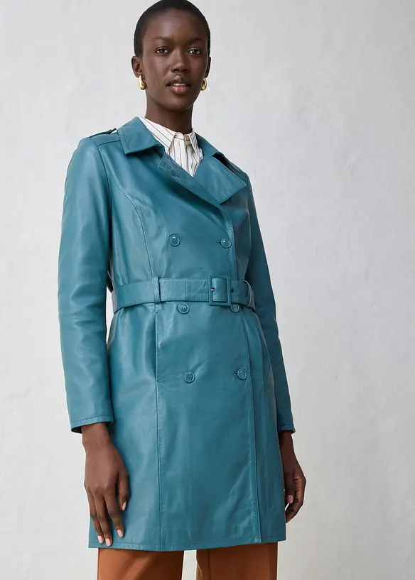 Leren trenchcoat van lamsnappa, bonprix