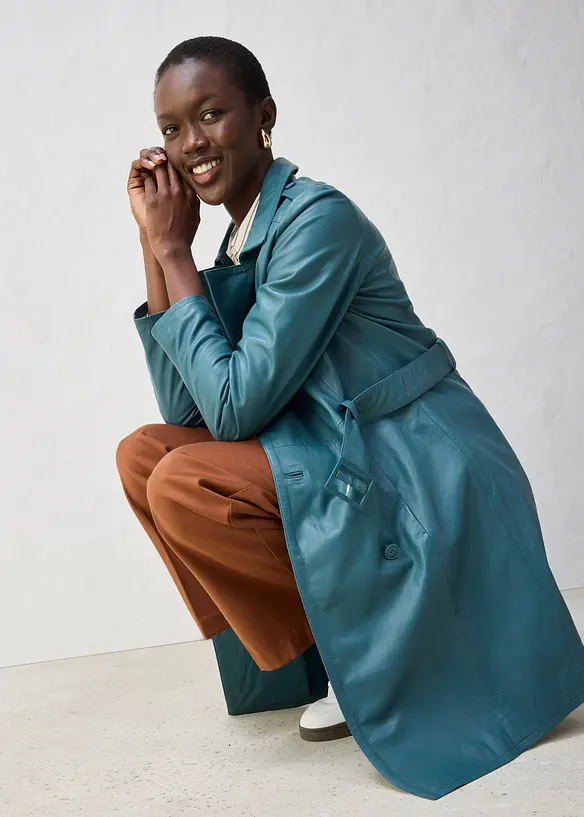 Leren trenchcoat van lamsnappa, bonprix