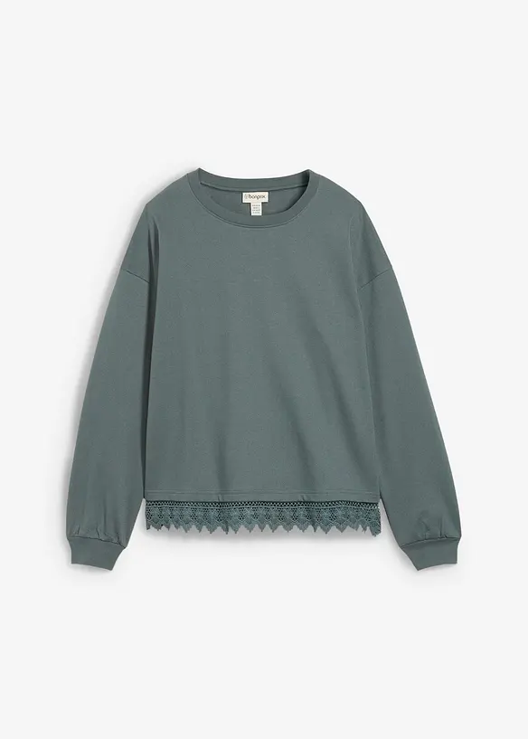 Sweater met kanten rand, bonprix