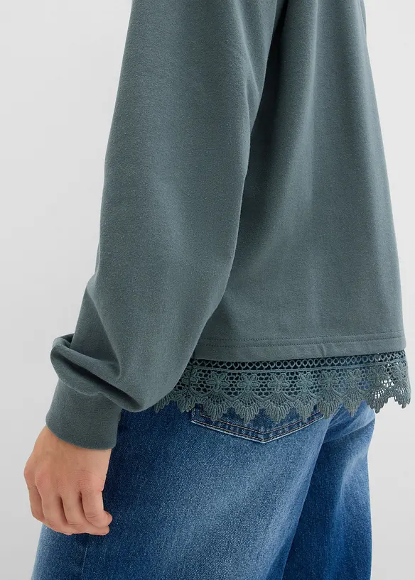 Sweater met kanten rand, bonprix