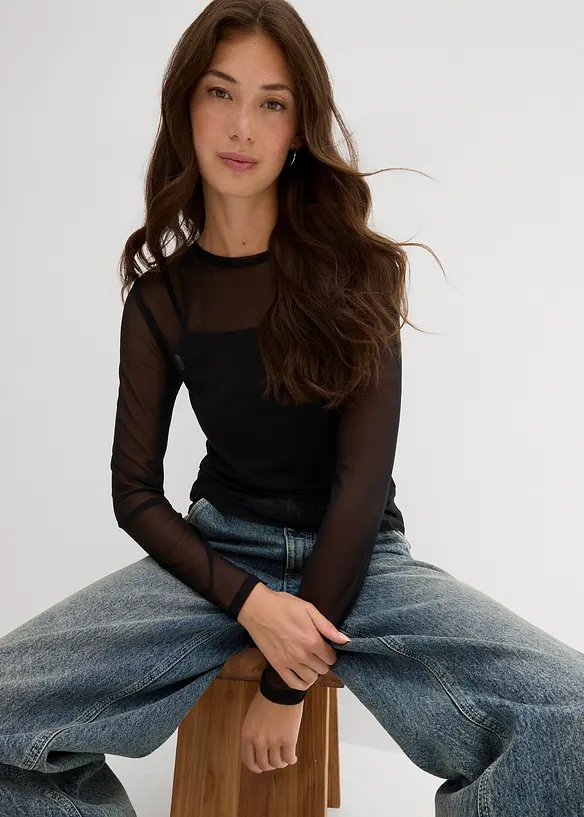 Longsleeve van mesh, bonprix